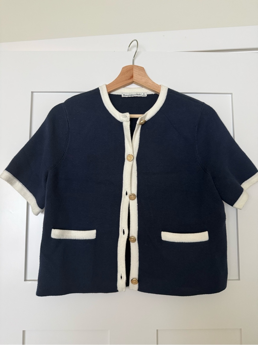 Cropped Navy Cardigan
